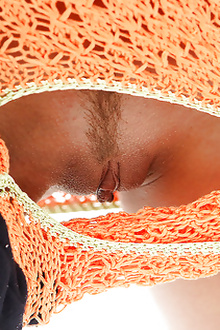 Nasty brunette skiing naked