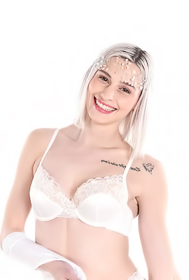 Christy White Petite Babe Stripping Her White Lingerie