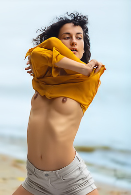 Aisha Vale Teases Barefoot On The Beach With Perky Nipples On Display