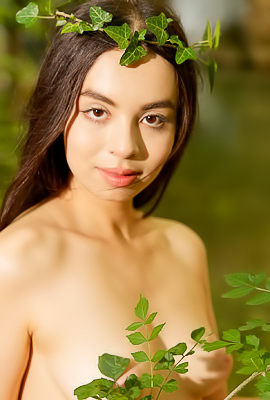 Nisa Cups Her Big Naturals In The Woods