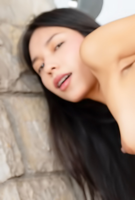 Eizas shaved pussy and perky boobs on display outdoors